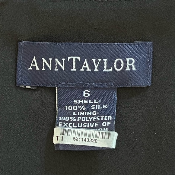ANN TAYLOR 100% SILK DRESS SZ 6 BLACK WOVEN RIBBON DETAIL AT WAIST AND HEM LBD - Picture 3 of 7